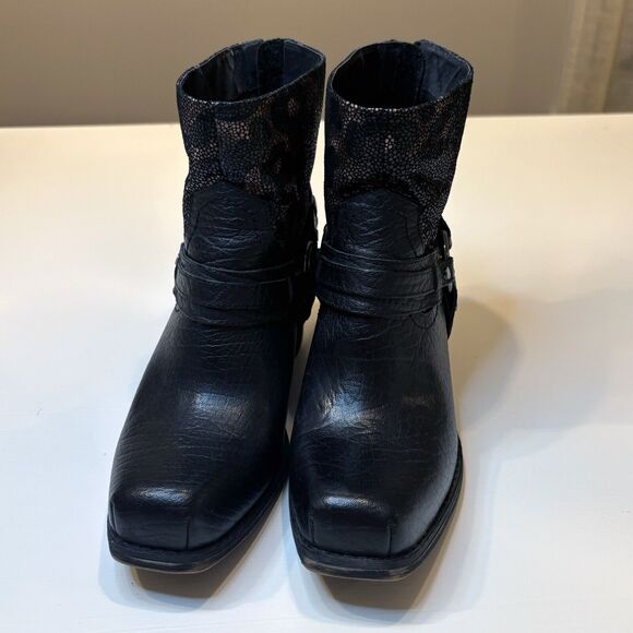 Vogue Screamo Black Leather Suede Back Zipper Women's Ankle Boots‎ Size 7 M - Picture 5 of 13